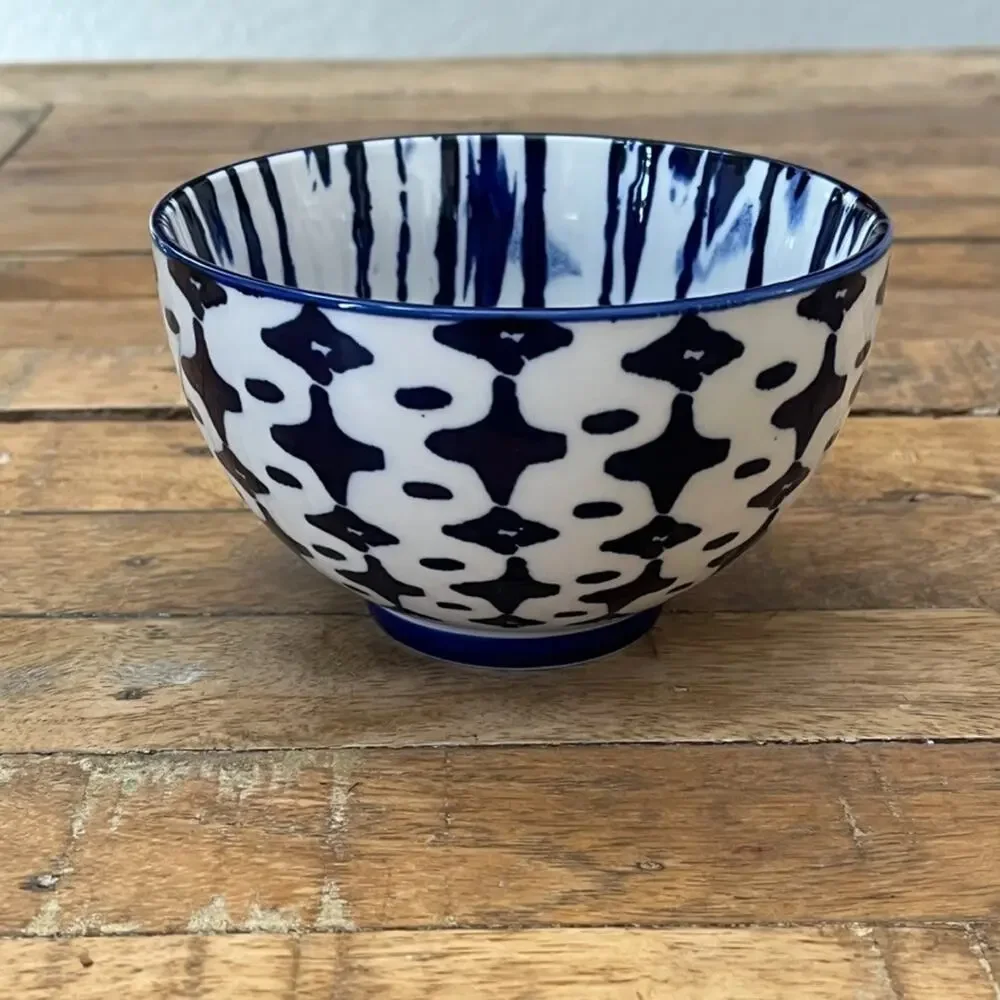 West Elm Indigo Tie Dye Ceramic Bowl 5